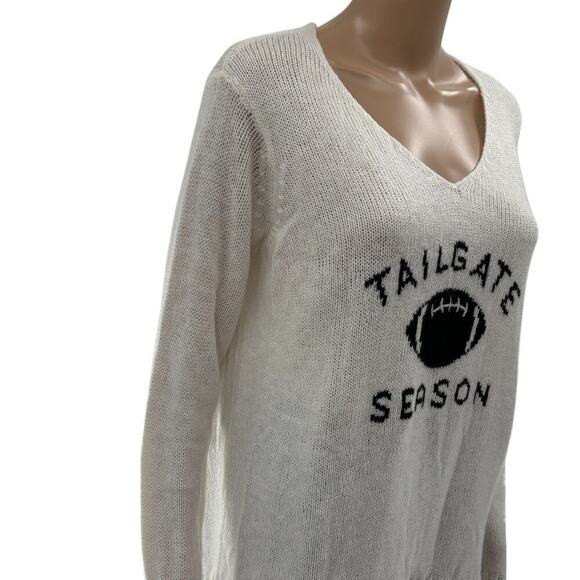 Wooden Ships Snow White Tailgate Season Football Sweater S/M - Picture 6 of 10